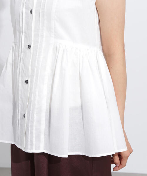 N.(N. Natural Beauty Basic)(エヌエヌナチュラルビューティーベーシック)の「ピンタックノースリーブブラウス(シャツ/ブラウス・レディース・ブラウン/オフホワイト/ブルー・MEDIUM)」の16枚目の写真