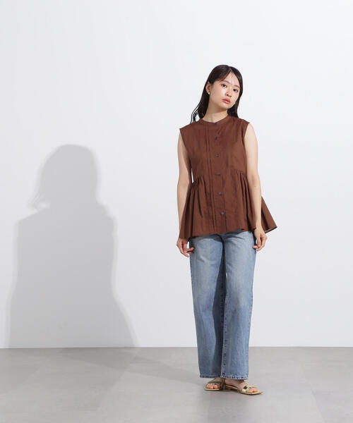 N.(N. Natural Beauty Basic)(エヌエヌナチュラルビューティーベーシック)の「ピンタックノースリーブブラウス(シャツ/ブラウス・レディース・ブラウン/オフホワイト/ブルー・MEDIUM)」の20枚目の写真