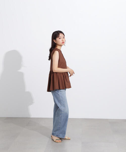 N.(N. Natural Beauty Basic)(エヌエヌナチュラルビューティーベーシック)の「ピンタックノースリーブブラウス(シャツ/ブラウス・レディース・ブラウン/オフホワイト/ブルー・MEDIUM)」の22枚目の写真