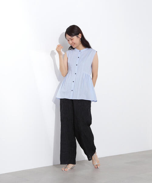 「NATURAL BEAUTY BASIC」 ノースリーブブラウス MEDIUM ブラック レディース 楽天市場】【SALE／10%OFF】フリルネックノースリーブブラウス