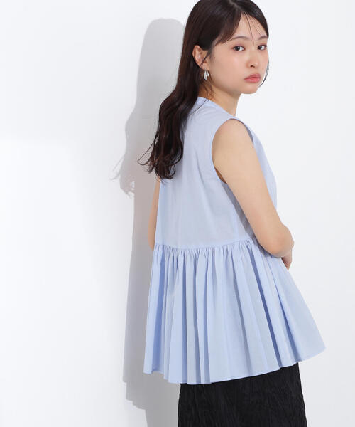 「N.（N. Natural Beauty Basic）」 ノースリーブブラウス MEDIUM ブルー レディース NATURAL BEAUTY BASIC 「NATURAL BASIC」 ノースリーブブラウス