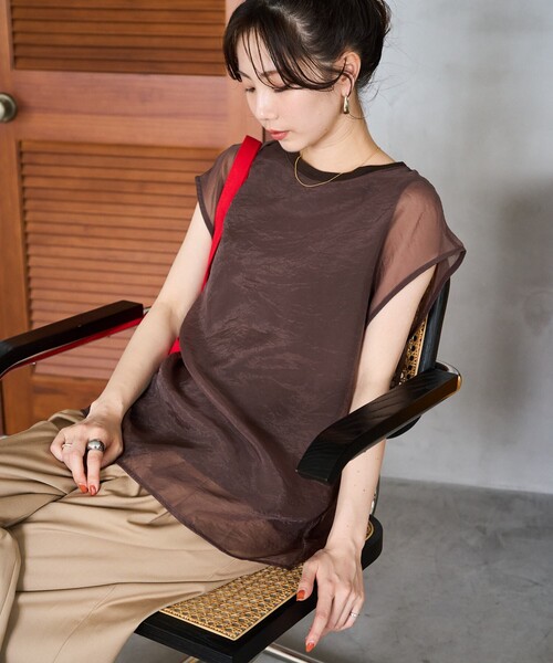 ★新品・タグ付き★ MACPHEE フレンチスリーブプルオーバー メッシュフレンチスリーブ プルオーバー|allureville OFFICIAL