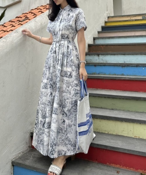 FREE STYLISTS(フリー スタイリスト)の「YUGA_YGMC Botanical print shirt dress(ワンピース・レディース・ライトグレー/ライトブルー/ブラック・FREE)」の17枚目の写真