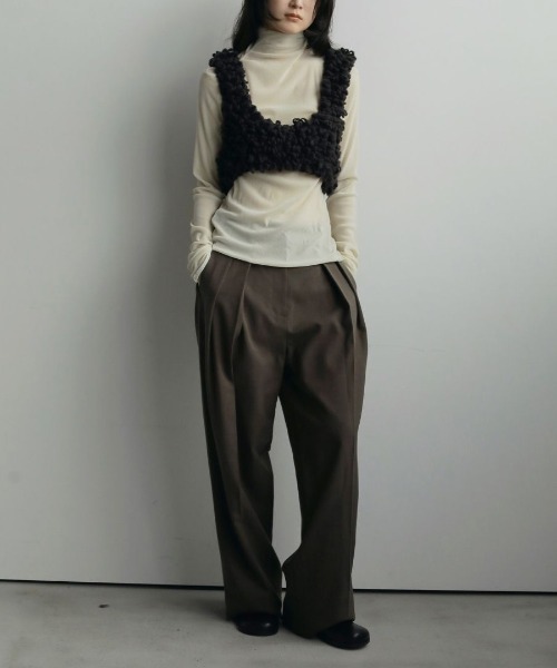 anuke（アンヌーク）の「anuke　Velour Tie Tops ベロアタイトップス/62520601（Tシャツ/カットソー・レディース・アイボリー/ブラック・ONE SIZE）」の3枚目の写真