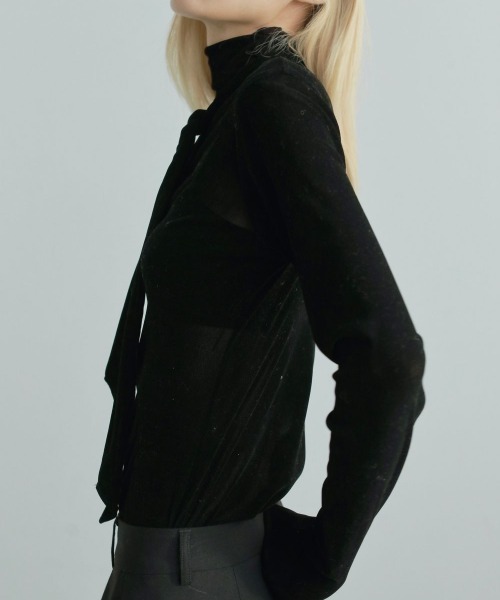 anuke（アンヌーク）の「anuke　Velour Tie Tops ベロアタイトップス/62520601（Tシャツ/カットソー・レディース・アイボリー/ブラック・ONE SIZE）」の7枚目の写真