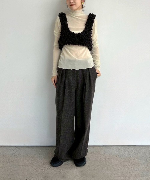 anuke（アンヌーク）の「anuke　Velour Tie Tops ベロアタイトップス/62520601（Tシャツ/カットソー・レディース・アイボリー/ブラック・ONE SIZE）」の15枚目の写真