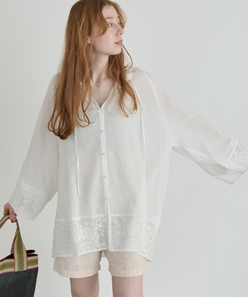 Crisp(クリスプ)の「フリルレースチャーチブラウス(シャツ/ブラウス・レディース・ホワイト/ブラック・FREE)」の12枚目の写真