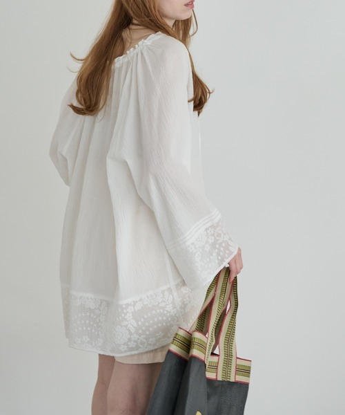 Crisp(クリスプ)の「フリルレースチャーチブラウス(シャツ/ブラウス・レディース・ホワイト/ブラック・FREE)」の13枚目の写真