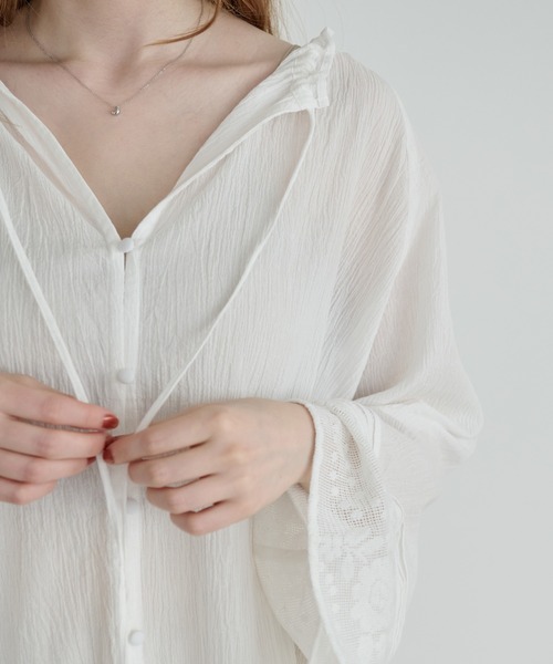 Crisp(クリスプ)の「フリルレースチャーチブラウス(シャツ/ブラウス・レディース・ホワイト/ブラック・FREE)」の16枚目の写真