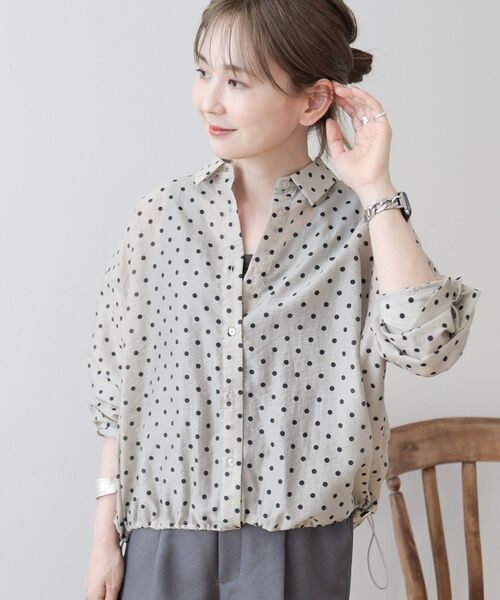 AMERICAN HOLIC（アメリカンホリック）の「【WEB限定】ドットドロストシャツ（シャツ/ブラウス・レディース・ピンクベージュ/ブラック・L/M）」の11枚目の写真