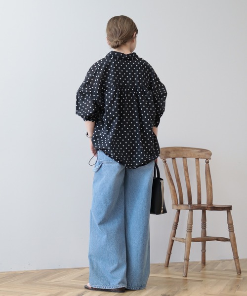 AMERICAN HOLIC（アメリカンホリック）の「【WEB限定】ドットドロストシャツ（シャツ/ブラウス・レディース・ピンクベージュ/ブラック・L/M）」の8枚目の写真