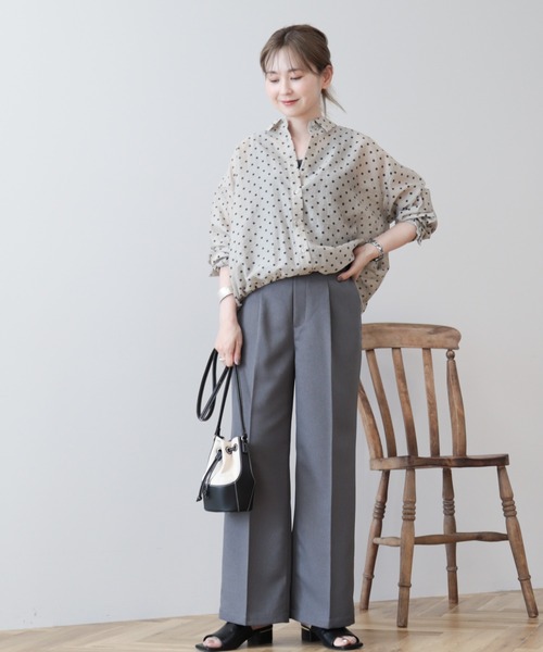 AMERICAN HOLIC（アメリカンホリック）の「【WEB限定】ドットドロストシャツ（シャツ/ブラウス・レディース・ピンクベージュ/ブラック・L/M）」の5枚目の写真