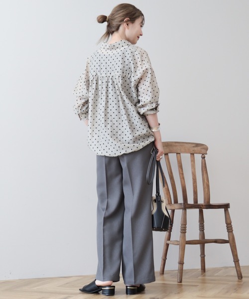 AMERICAN HOLIC（アメリカンホリック）の「【WEB限定】ドットドロストシャツ（シャツ/ブラウス・レディース・ピンクベージュ/ブラック・L/M）」の6枚目の写真