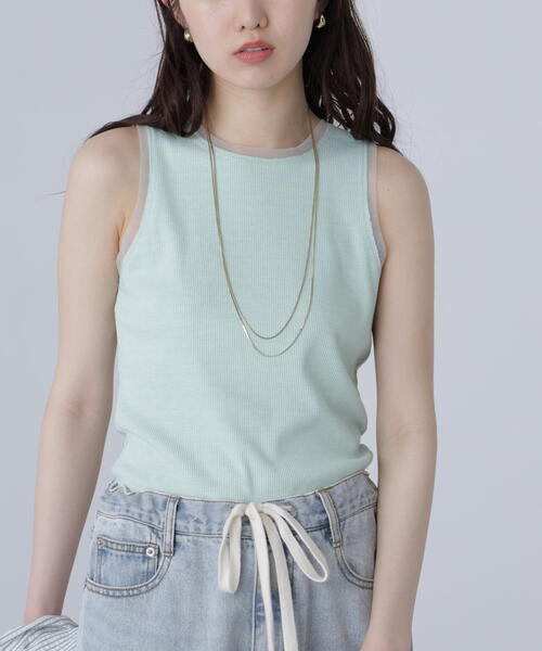 FREE'S MART（フリーズマート）の「［ＭＦＭ］カップ付アメスリチュールラメタンク（タンクトップ・レディース・イエロー/ホワイト/ライトグリーン・SMALL/MEDIUM）」の9枚目の写真