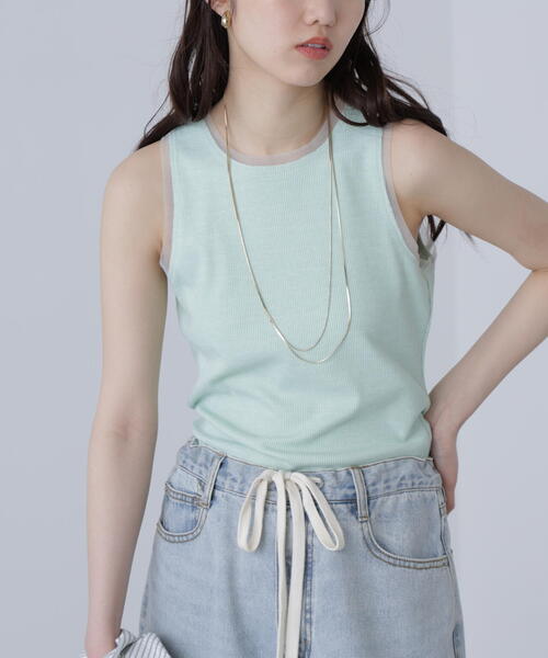 FREE'S MART（フリーズマート）の「［ＭＦＭ］カップ付アメスリチュールラメタンク（タンクトップ・レディース・イエロー/ホワイト/ライトグリーン・SMALL/MEDIUM）」の8枚目の写真