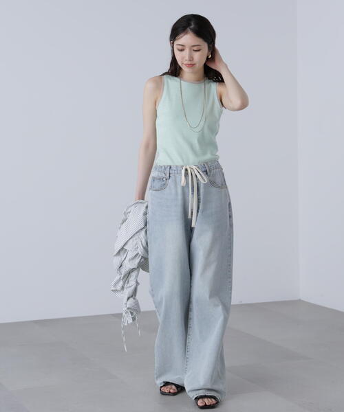 FREE'S MART（フリーズマート）の「［ＭＦＭ］カップ付アメスリチュールラメタンク（タンクトップ・レディース・イエロー/ホワイト/ライトグリーン・SMALL/MEDIUM）」の5枚目の写真