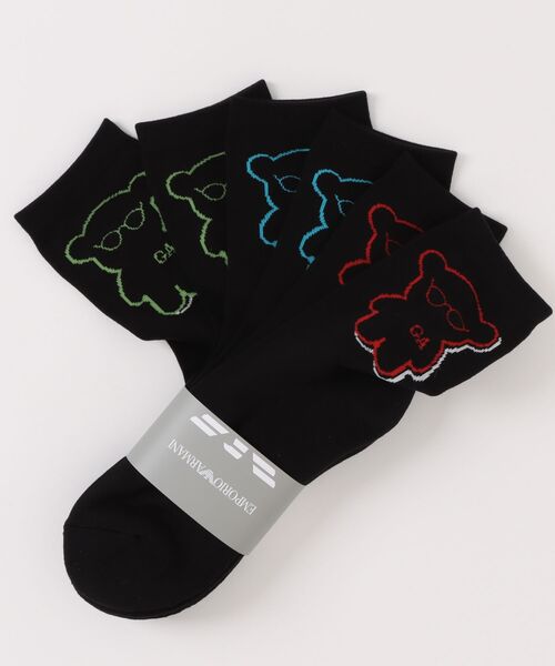 EMPORIO ARMANI（エンポリオアルマーニ）の「【3足セット】EMPORIO ARMANI 足底パイル マンガベア ミドルソックス 92342721（ソックス/靴下・メンズ・マルチ/ブラック系その他3・25-27CM）」の10枚目の写真