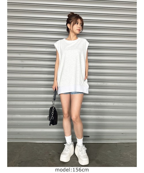 EGOIST（エゴイスト）の「オーバータンクトップ（タンクトップ・レディース・グレー/ブラック/ホワイト・FREE）」の4枚目の写真