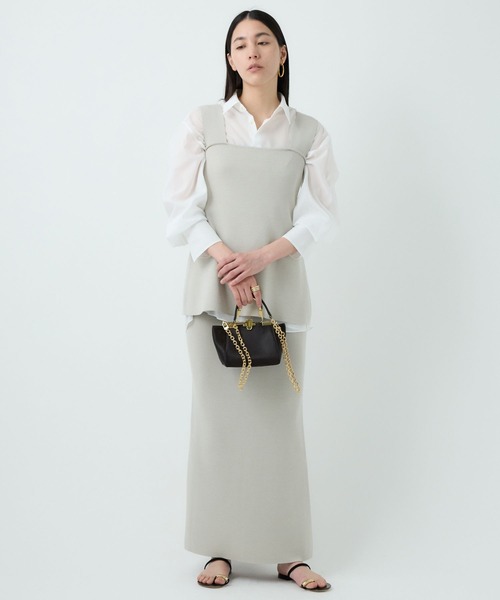 Chaos（カオス）の「Chaos(カオス)/シルクコンフレアタンク　【セットアップ可】（タンクトップ・レディース・ブラック/ライトグレー/ダークブラウン系/ネイビー系/クリーム・FREE）」の18枚目の写真