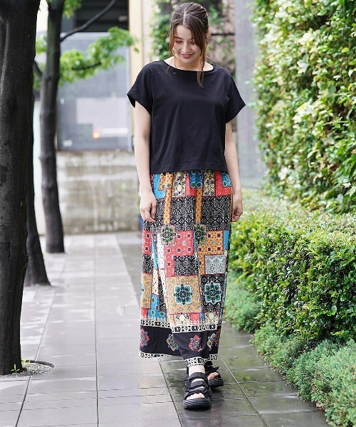 チチカカ（チチカカ）の「アソートプリントドッキングワンピース（ワンピース・レディース・グリーン/ベージュ/ブラック・FREE）」の9枚目の写真