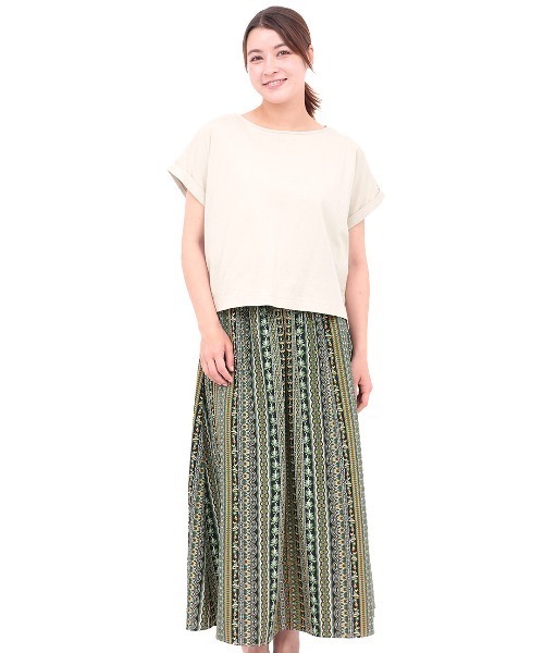 チチカカ（チチカカ）の「アソートプリントドッキングワンピース（ワンピース・レディース・グリーン/ベージュ/ブラック・FREE）」の8枚目の写真