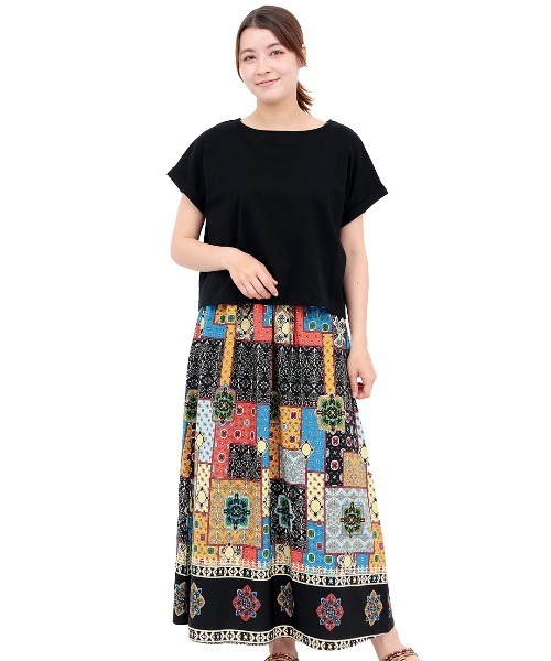 チチカカ（チチカカ）の「アソートプリントドッキングワンピース（ワンピース・レディース・グリーン/ベージュ/ブラック・FREE）」の6枚目の写真