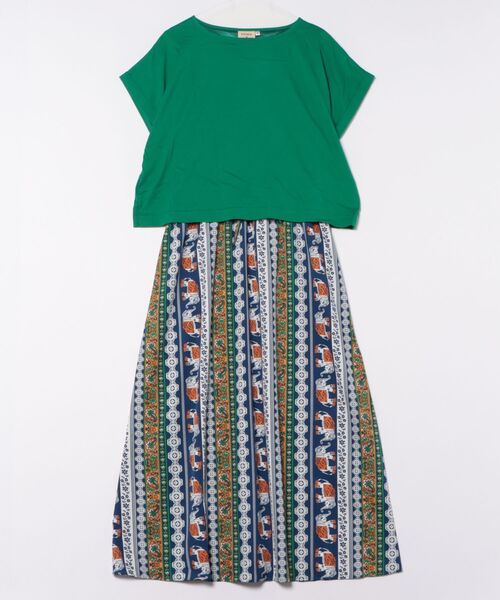 チチカカ（チチカカ）の「アソートプリントドッキングワンピース（ワンピース・レディース・グリーン/ベージュ/ブラック・FREE）」の15枚目の写真