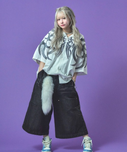 GALFY(ガルフィー)の「『GALFY/ガルフィー』部族長シャツ【Z】(シャツ/ブラウス・レディース・ブラック/グレイッシュベージュ/オフホワイト・L/XL)」の5枚目の写真