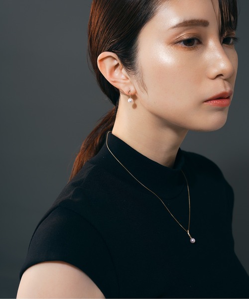 Jewel closet by L&Co.（ジュエルクローゼットバイエルアンドコー）の「K18 アコヤパール ダイヤモンド ピアス（ピアス（両耳用）・レディース・イエローゴールド・FREE）」の7枚目の写真