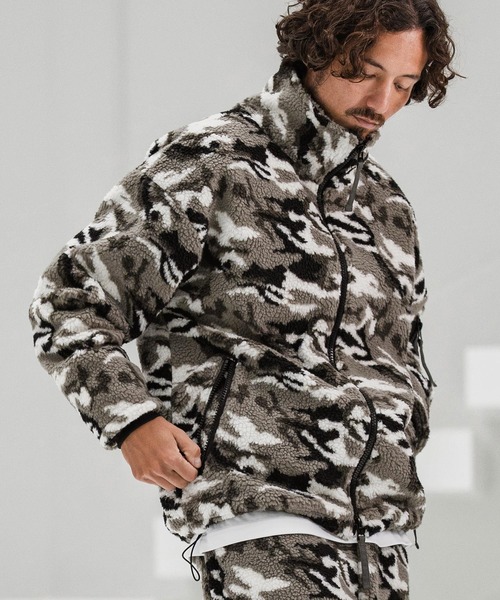 mj10877-Camouflage Sheep Like Boa Jacket ボアジャケット（その他
