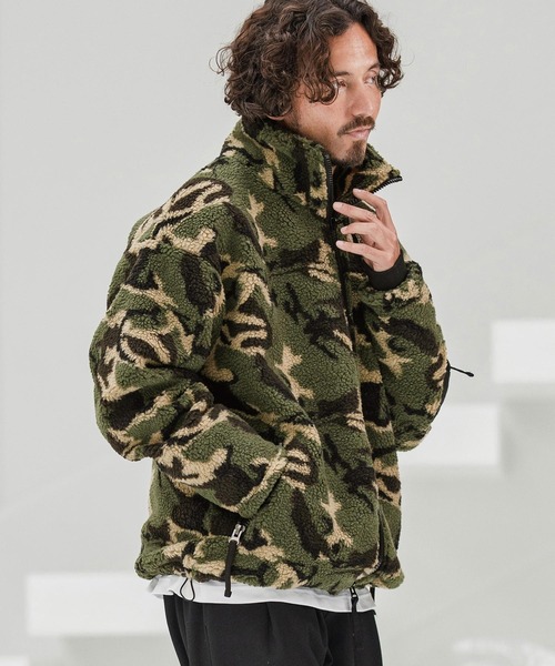 mj10877-Camouflage Sheep Like Boa Jacket ボアジャケット（その他