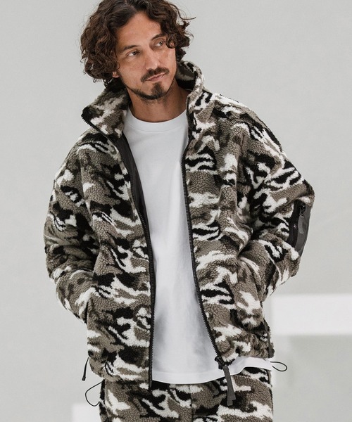 mj10877-Camouflage Sheep Like Boa Jacket ボアジャケット（その他