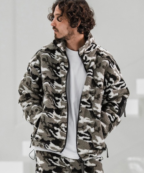 mj10877-Camouflage Sheep Like Boa Jacket ボアジャケット（その他