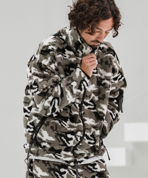 mj10877-Camouflage Sheep Like Boa Jacket ボアジャケット（その他