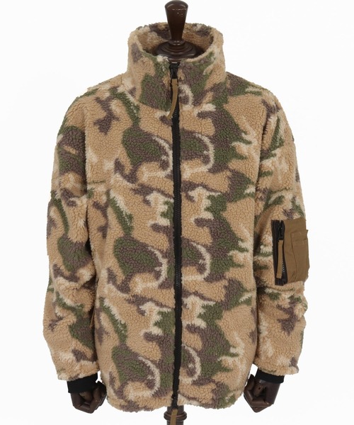 mj10877-Camouflage Sheep Like Boa Jacket ボアジャケット（その他