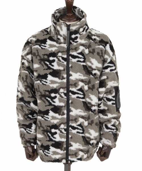 mj10877-Camouflage Sheep Like Boa Jacket ボアジャケット（その他