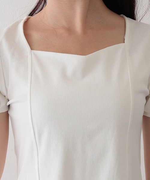 Lace Ladies(レースレディース)の「ソリッドカラー ペンタゴンネック 切り替え パフスリーブ カットソー(Tシャツ/カットソー・レディース・ホワイト/ブラック・M/XL)」の15枚目の写真