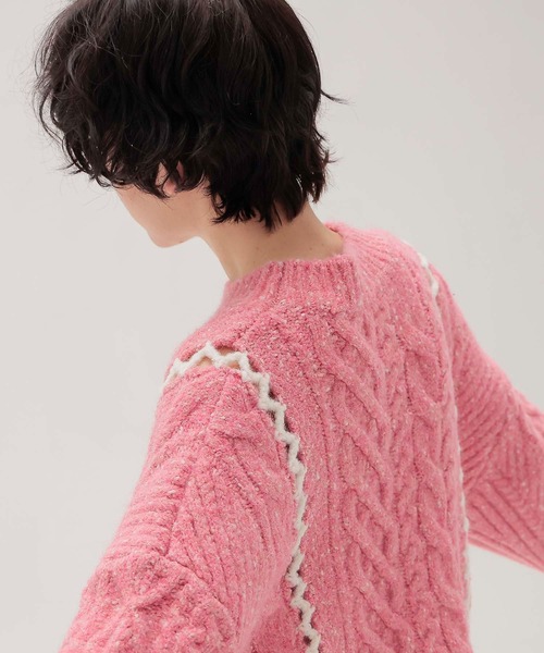 DRESSLAVE（ドレスレイブ）の「mix cable melange knit(ミックスケーブルメランジニット)（ニット/セーター・レディース・ピンク/グレー・38）」の4枚目の写真