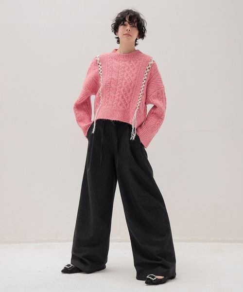 DRESSLAVE（ドレスレイブ）の「mix cable melange knit(ミックスケーブルメランジニット)（ニット/セーター・レディース・ピンク/グレー・38）」の5枚目の写真