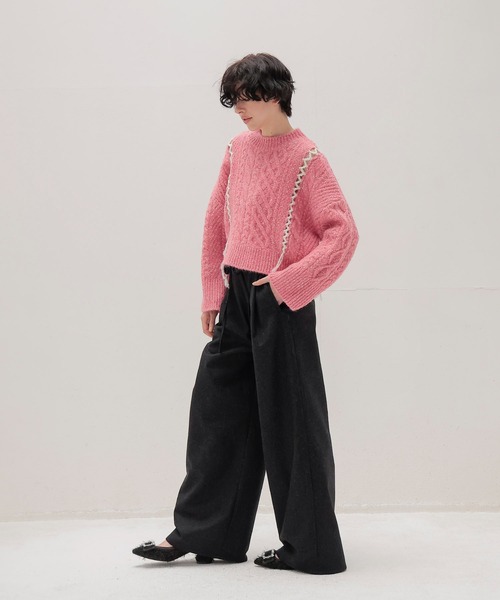 DRESSLAVE（ドレスレイブ）の「mix cable melange knit(ミックスケーブルメランジニット)（ニット/セーター・レディース・ピンク/グレー・38）」の6枚目の写真