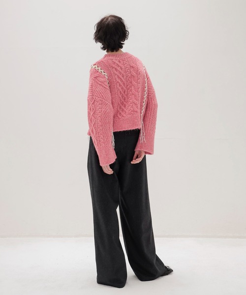 DRESSLAVE（ドレスレイブ）の「mix cable melange knit(ミックスケーブルメランジニット)（ニット/セーター・レディース・ピンク/グレー・38）」の7枚目の写真