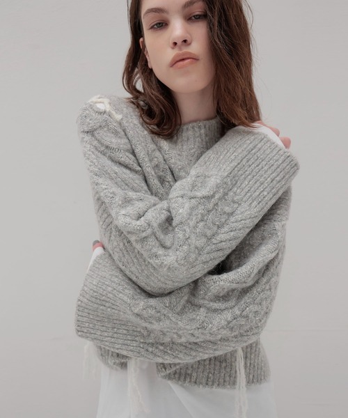DRESSLAVE（ドレスレイブ）の「mix cable melange knit(ミックスケーブルメランジニット)（ニット/セーター・レディース・ピンク/グレー・38）」の8枚目の写真