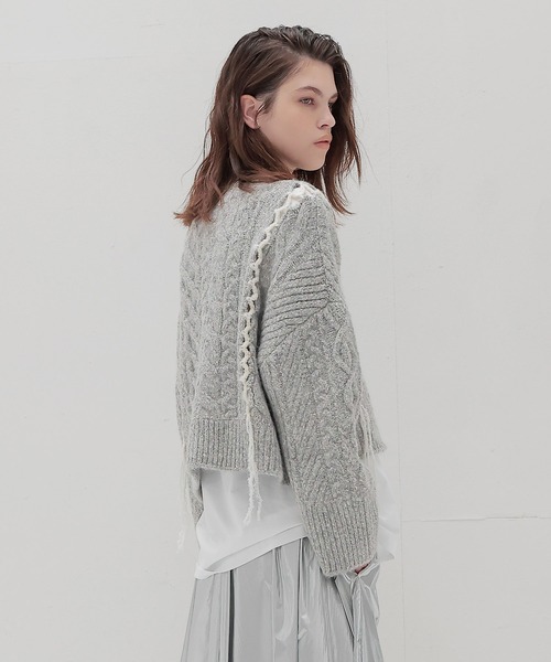DRESSLAVE（ドレスレイブ）の「mix cable melange knit(ミックスケーブルメランジニット)（ニット/セーター・レディース・ピンク/グレー・38）」の9枚目の写真