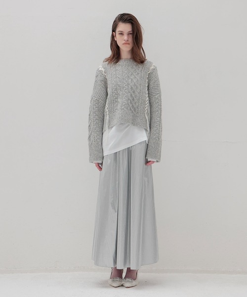 DRESSLAVE（ドレスレイブ）の「mix cable melange knit(ミックスケーブルメランジニット)（ニット/セーター・レディース・ピンク/グレー・38）」の10枚目の写真