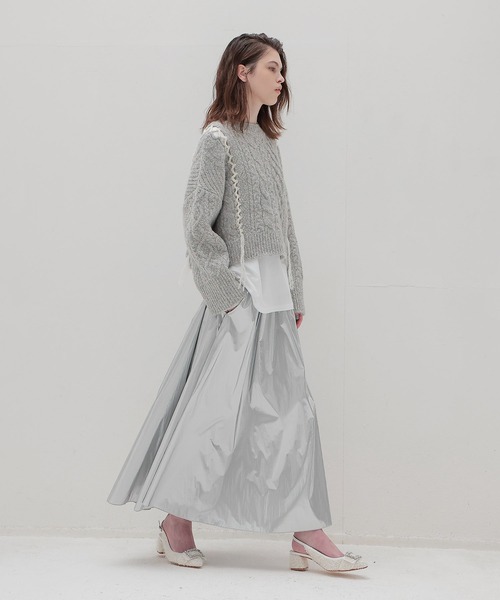 DRESSLAVE（ドレスレイブ）の「mix cable melange knit(ミックスケーブルメランジニット)（ニット/セーター・レディース・ピンク/グレー・38）」の11枚目の写真