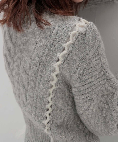 DRESSLAVE（ドレスレイブ）の「mix cable melange knit(ミックスケーブルメランジニット)（ニット/セーター・レディース・ピンク/グレー・38）」の12枚目の写真