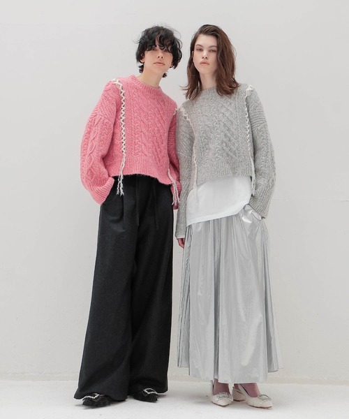 DRESSLAVE（ドレスレイブ）の「mix cable melange knit(ミックスケーブルメランジニット)（ニット/セーター・レディース・ピンク/グレー・38）」の13枚目の写真