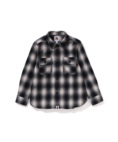 A BATHING APE(アベイシングエイプ)の「CHECK SHARK SHIRT(シャツ/ブラウス・キッズ・ベージュ/ブルー・130/110/140/100/120)」の1枚目の写真