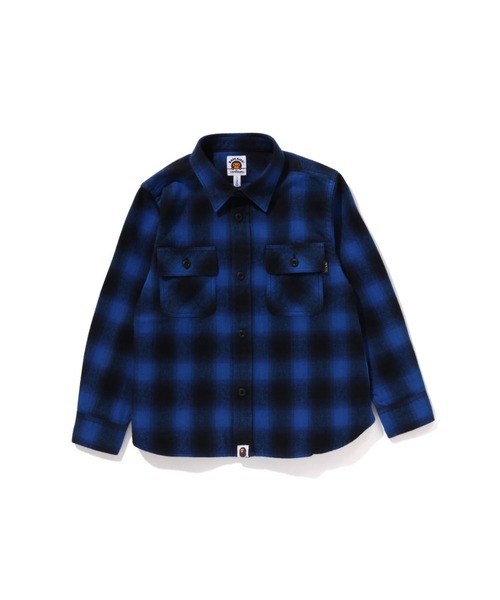 A BATHING APE(アベイシングエイプ)の「CHECK SHARK SHIRT(シャツ/ブラウス・キッズ・ベージュ/ブルー・130/110/140/100/120)」の2枚目の写真