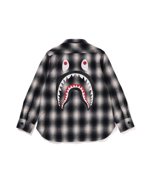 A BATHING APE(アベイシングエイプ)の「CHECK SHARK SHIRT(シャツ/ブラウス・キッズ・ベージュ/ブルー・130/110/140/100/120)」の4枚目の写真